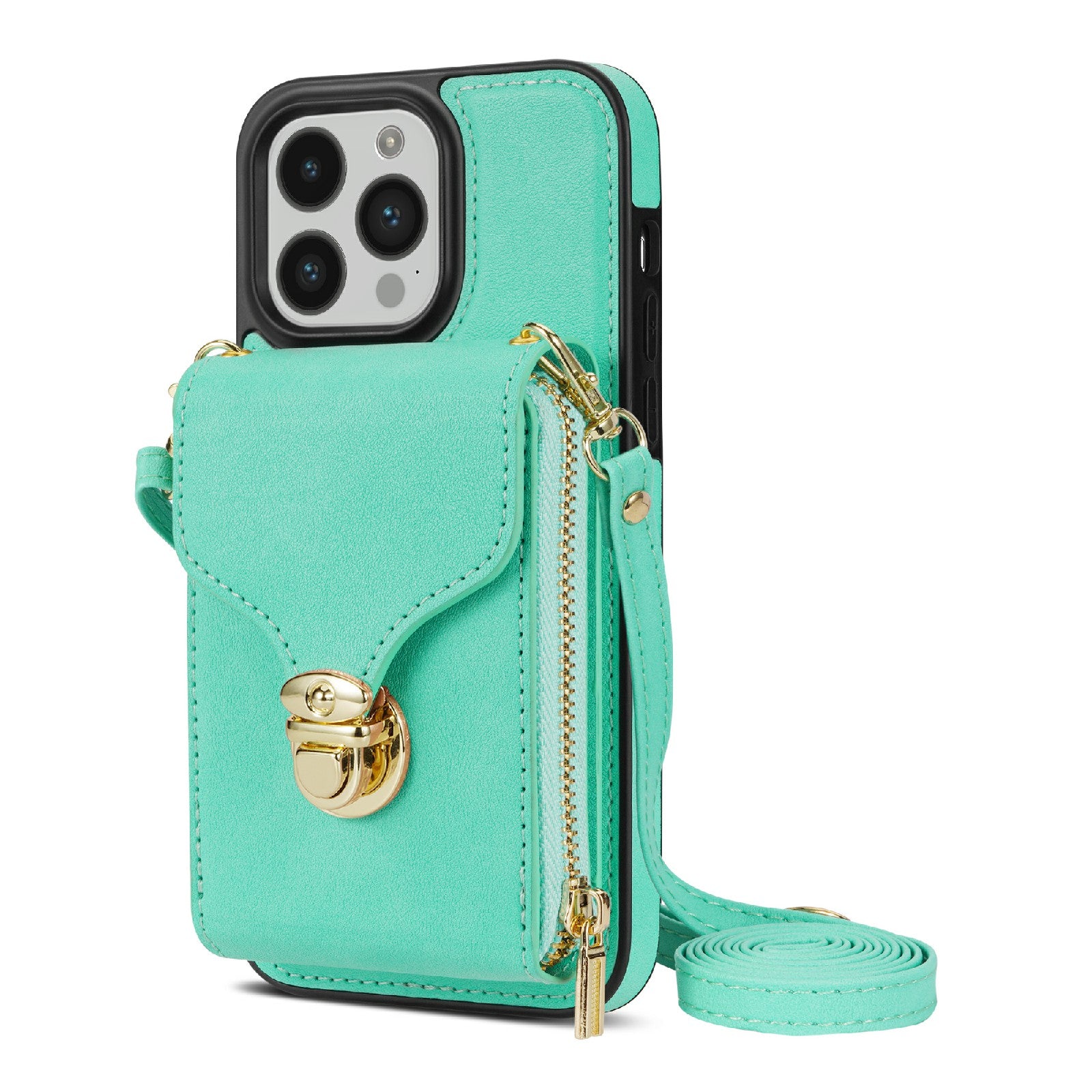 Pro iPhone 14 Pro PU kůže potažená TPU zipem Pouzdro na telefon Slot pro kartu stojánek Nárazuvzdorný kryt Pro iPhone 14 Pro PU kůže potažená TPU zipem Pouzdro na telefon Slot pro kartu stojánek Nárazuvzdorný kryt